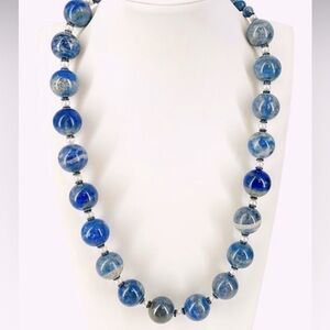 Vibrant Lapis Lazuli Necklace, 14mm beads, 20”L